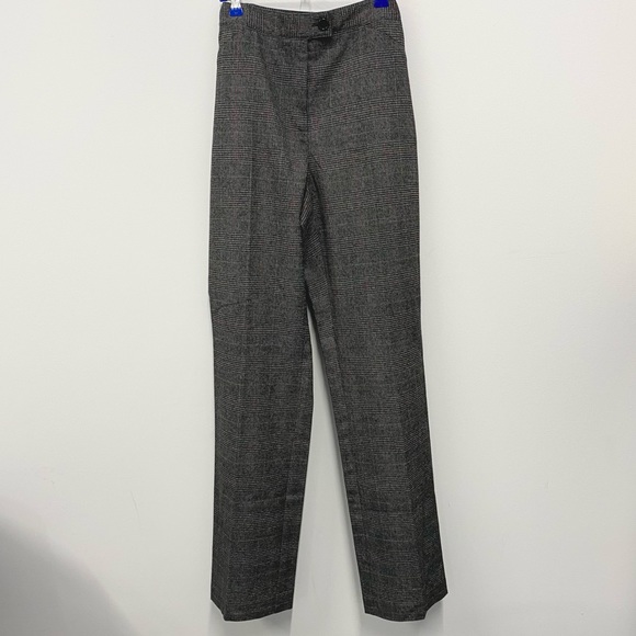 NEW HIGH STRAIGHT LEG WAIST OFFICE WORK PANTS | GREY CHECKERED - Picture 1 of 12